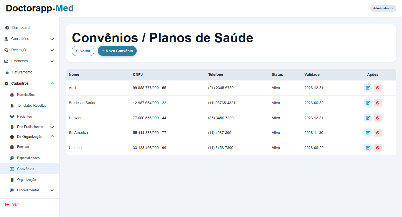 Gestão de Convênios Aceitos