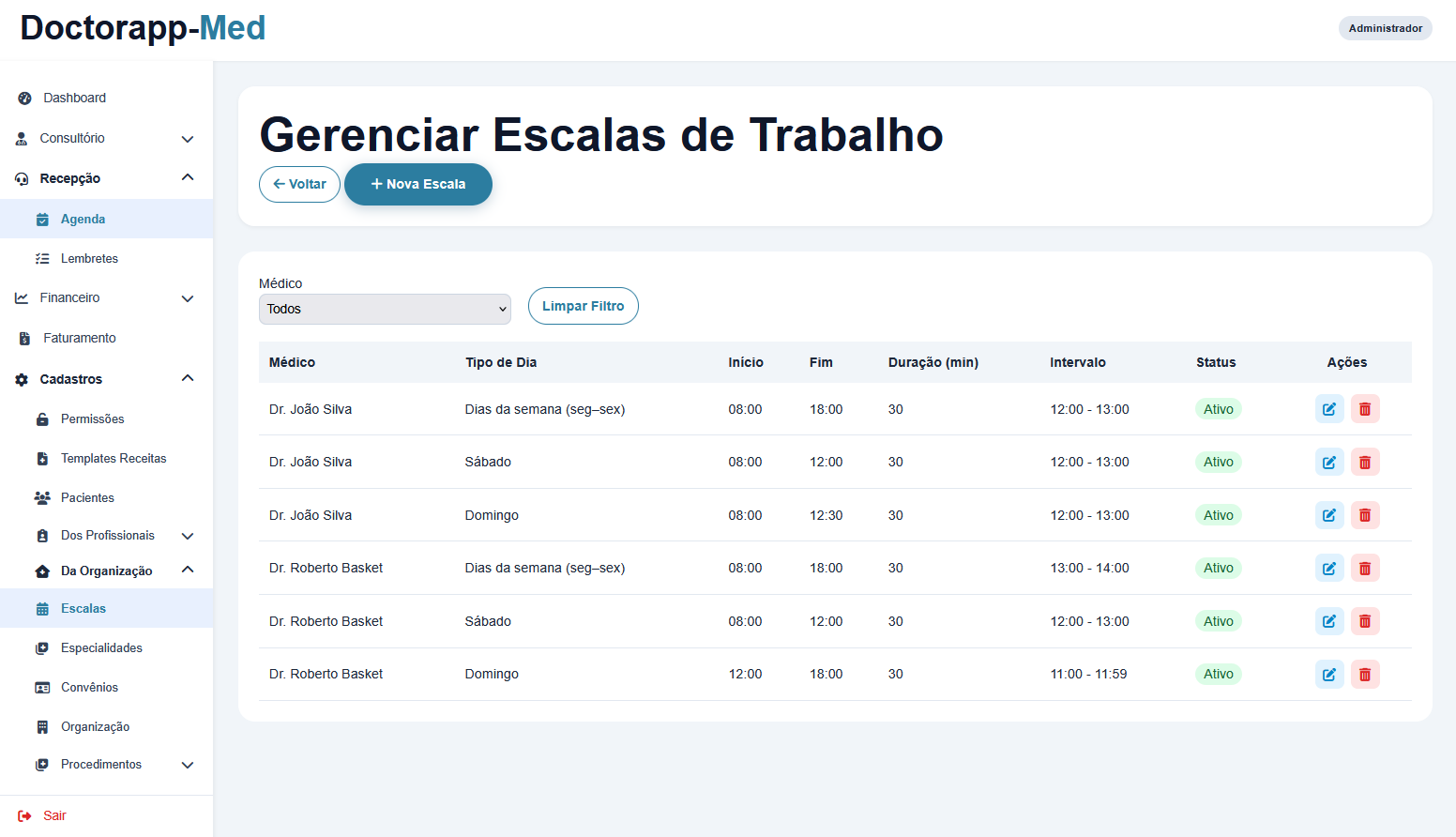 Gerenciamento de Escalas de Trabalho